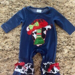 Adorable Blue Cow Print Kids Footie